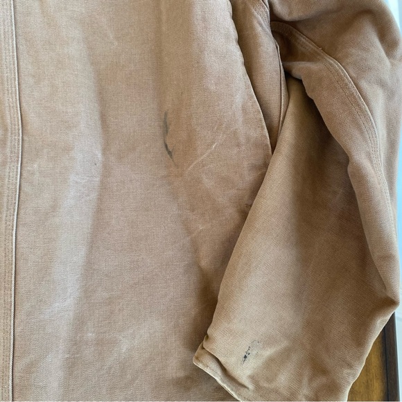 Vintage Carhartt Men's Blanket Lined Tan Chore Jacket, 48 Tall - Picture 4 of 7